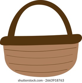 Ilustración vectorial de cesta de mimbre para su uso en diseños digitales e impresos, incluyendo invitaciones, anuncios y decoración de temporada