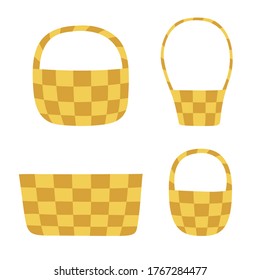 Wicker basket vector illustrations in a flat style