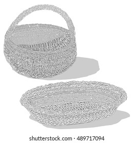 Wicker basket. Vector. Isolated illustration.