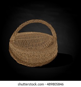 Wicker basket. Vector. Isolated illustration.