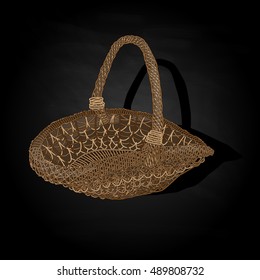Wicker basket. Vector. Isolated illustration.