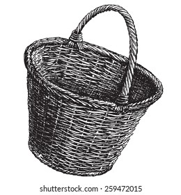 wicker basket vector logo design template.  handicraft or traditional craftsmanship icon.