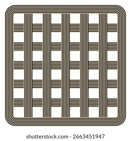 Wicker basket Vector pattern. Intricate woven texture. Geometric square background. Neutral color grid. EPS 10.