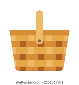 Wicker basket. Vector simple color flat illustration.
