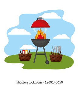 wicker baskets barbecue picnic