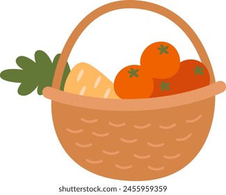 Weidenkörbe mit Gemüse-Vektorillustration