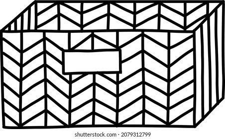 Wicker box sketch.Vector illustration in doodle style. 