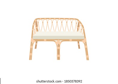 Wicker chair handmade on white background vector