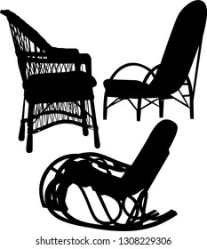 wicker chairs, chairs silhouette vector isolated on white background