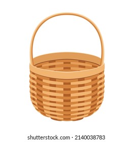 Wicker empty basket  on white background.