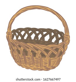 wicker empty basket, vector illustration