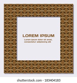 wicker  frame for text or photo. abstract beige brown pattern's border. 