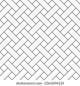 Wicker geometrisches nahtloses Muster. Bambuskorbstruktur. Einfaches abstraktes Muster. Holzparkett, Hintergrund. Wir haben einen Hintergrund. Vektorgrafik auf weißem Hintergrund.