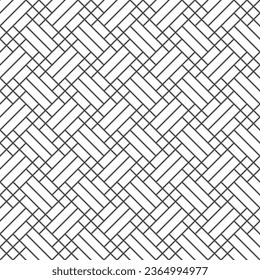 Wicker geometric seamless pattern. Line bamboo basket texture. Simple abstract pattern. Wooden parquet background. Weave background. Vector illustration on white background.