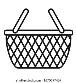 Wicker hamper icon. Outline wicker hamper vector icon for web design isolated on white background