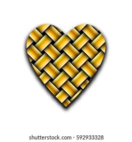 wicker heart of gold bars on a white background