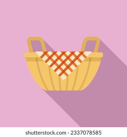 Wicker icon flat vector. Picnic basket. Camping market