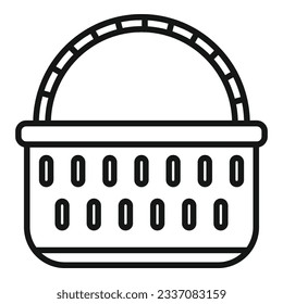Wicker icon flat vector. Picnic basket. Camping market