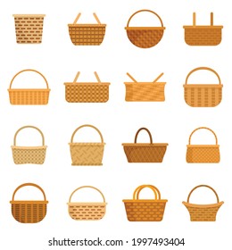 Wicker icons set. Flat set of wicker vector icons isolated on white background