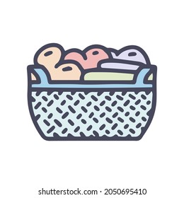 wicker laundry basket color vector doodle simple icon