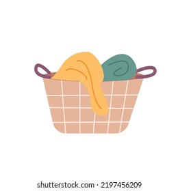 Wicker Laundry Basket Vector Illustration