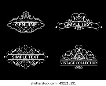 Wicker lines and old decor elements in vector. Vintage borders, frame and rosette in set. Vector page decoration. Decoration for logos, wedding album or restaurant menu. Calligraphic design elements