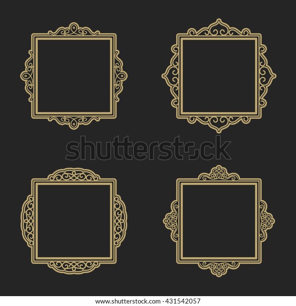 Wicker\
lines and old decor elements in vector. Vintage borders and frame\
in set. Vector page decoration. Decoration for wedding album or\
restaurant menu. Calligraphic design\
elements