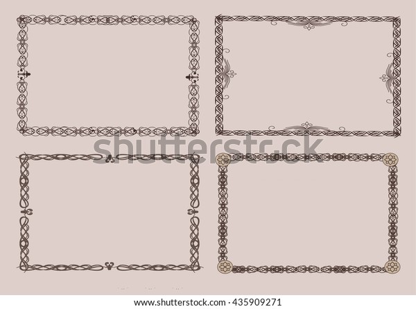 Wicker\
lines and old decor elements in vector. Vintage borders and frame\
in set. Vector page decoration. Decoration for wedding album or\
restaurant menu. Calligraphic design\
elements.