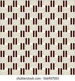 Wicker outline seamless pattern. Basket weave motif. Simple geometric abstract background with overlapping stripes. Braiding ornamental wallpaper. Digital paper, textile print. Vector art illustration