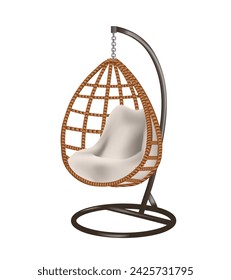 Wicker oval swing chair, vector