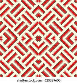 Wicker pattern. Basket weave motif. Braiding stripes ornament wallpaper. Seamless surface pattern design with color polygons. Digital paper for textile print, web designing. Vector art illustration.