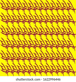 Wicker pattern of red squiggles and ropes on a yellow background.
