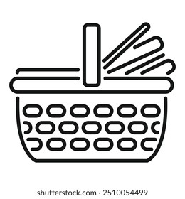 Wicker picnic basket with a checkered pattern, ready to be filled with food and drinks for a delightful outdoor dining experience