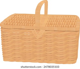 Wicker picnic basket. Hand drawn vector illustration.