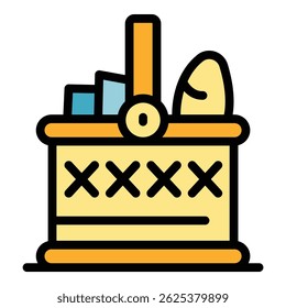 Wicker picnic basket icon. Outline Wicker picnic basket vector icon for web design isolated on white background color flat
