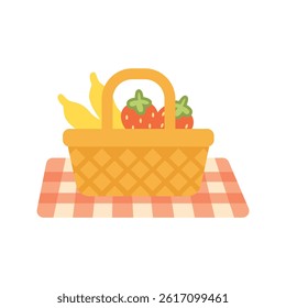 Wicker picnic basket isolated icon vector illustration - Outdoor Setup