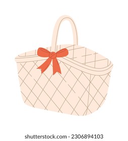 Wicker Picnic Basket Vector Illustration