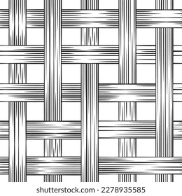 Wicker repeat texture seamless pattern. Wicker texture, basket, rattan, straw. Geometric vector illustration.