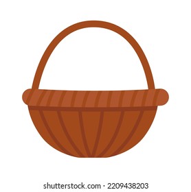 Wicker round basket flat illustration