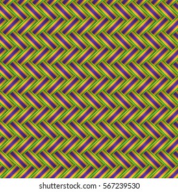Wicker seamless pattern in bright green, violet and yellow color. Gradient color background. Vector illustration