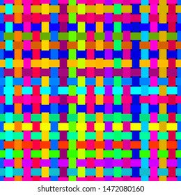 Wicker seamless pattern. Colorful geometric ornament. Bright print for textiles, wrapping paper. Vector illustration.