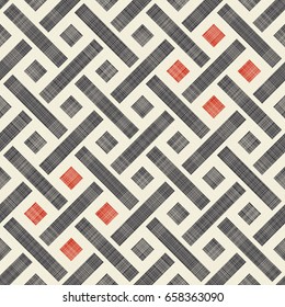 Wicker seamless pattern on texture background in retro colors. Endless geometric pattern can be used for ceramic tile, wallpaper, linoleum, textile, web page background. Vector illustration