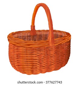 Wicker shopping basket isolated object