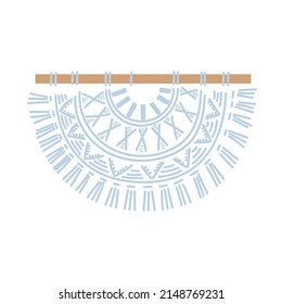 Wicker wall macrame blue. Handicraft at home
