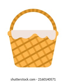 Wicker and willow picnic basket. Vector illustration