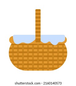 Wicker and willow picnic basket. Vector illustration