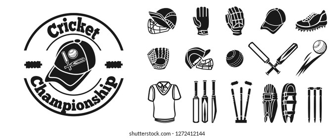 Wicket cricket tournament logo icon set. Simple set of wicket cricket tournament logo vector icons for web design on white background