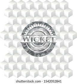 Wicket grey emblem. Retro with geometric cube white background
