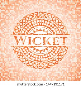 Wicket orange mosaic emblem. Vector Illustration. Detailed.