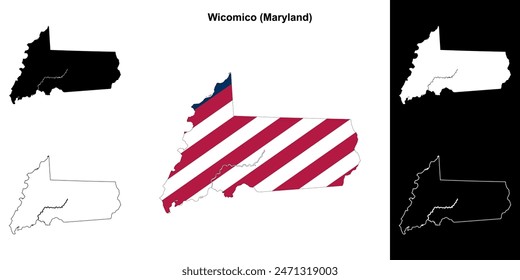 Wicomico County (Maryland) outline map set